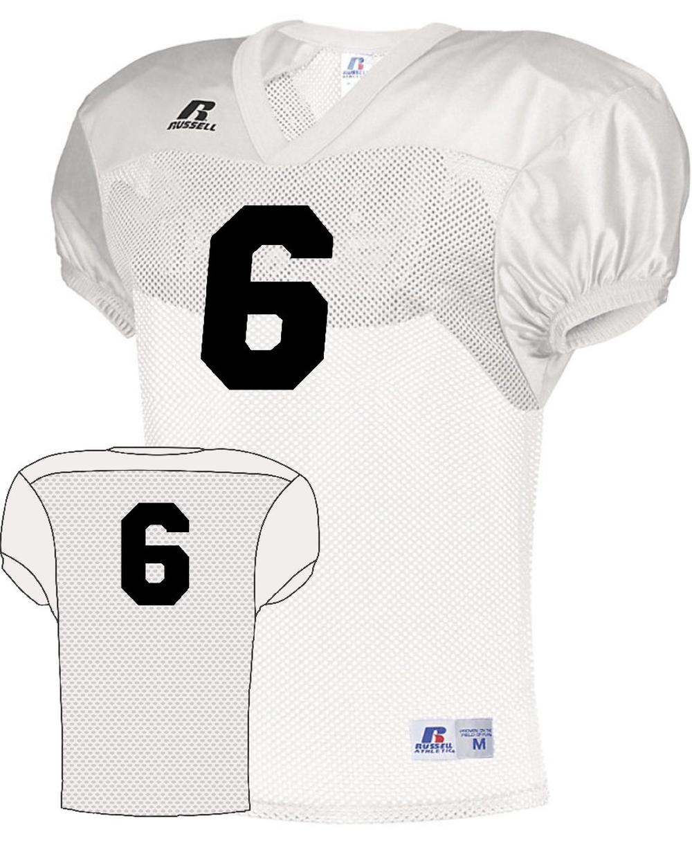 Russell Youth Practice Numbered Football Jersey, color: White