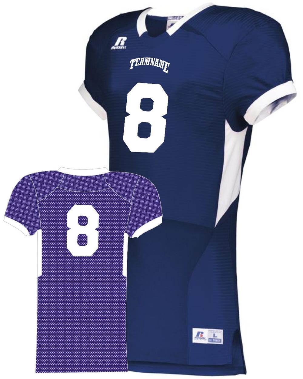 Russell Men's ColorBlock Super Custom Football Jersey, color: Purple/White