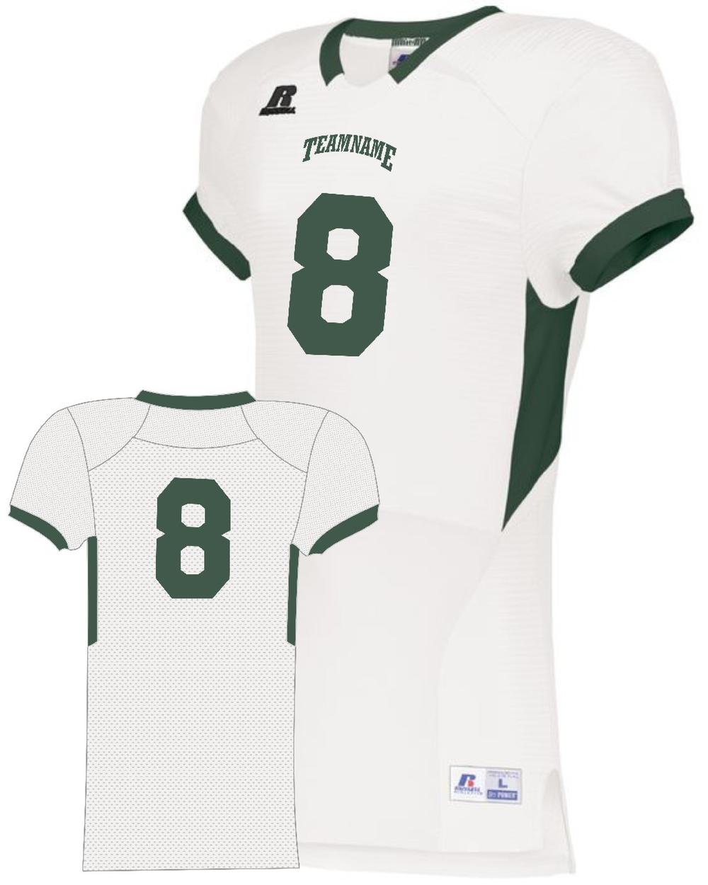 Russell Men's ColorBlock Super Custom Football Jersey, color: White/Dark Green