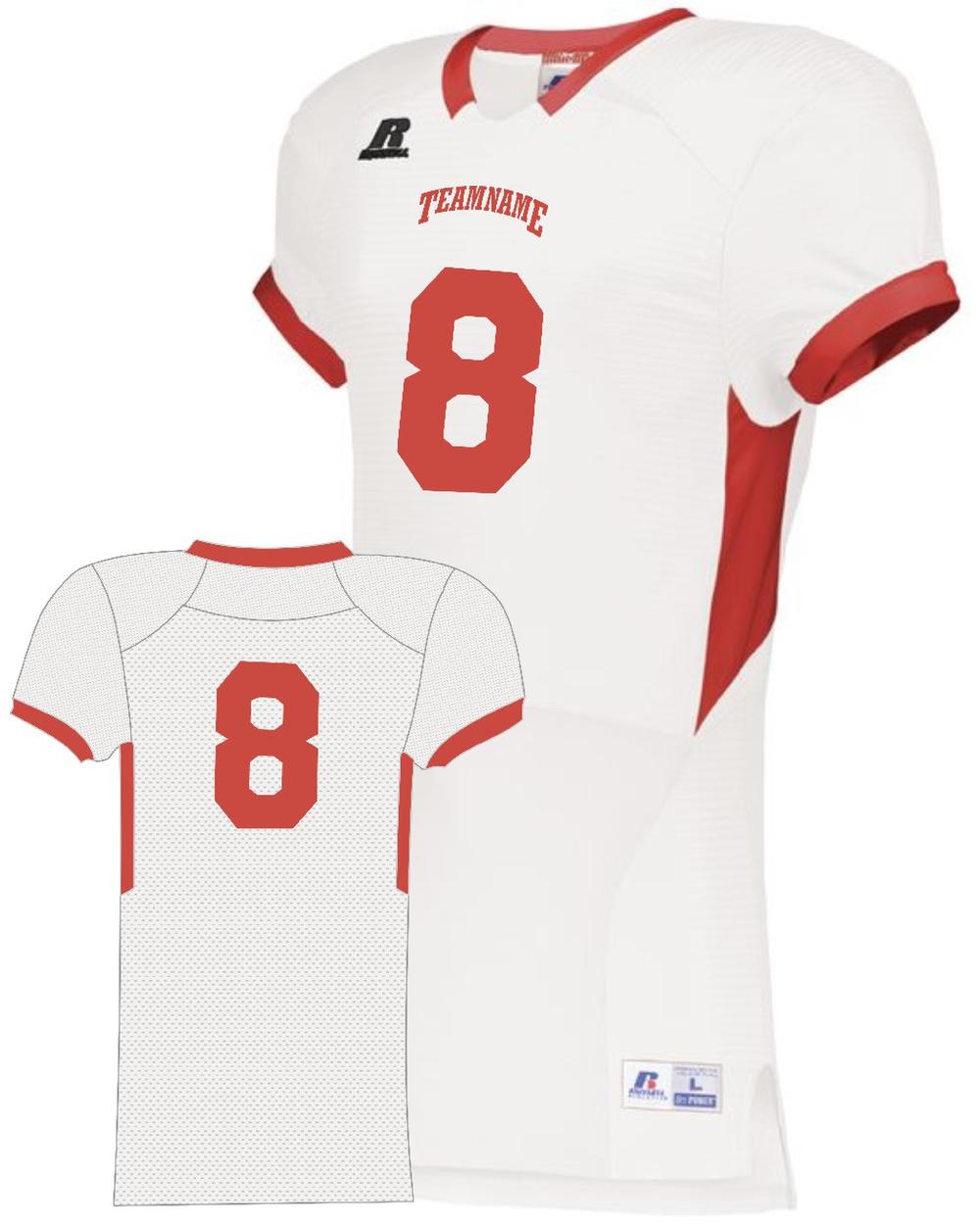 Russell Men's ColorBlock Super Custom Football Jersey, color: White/Red