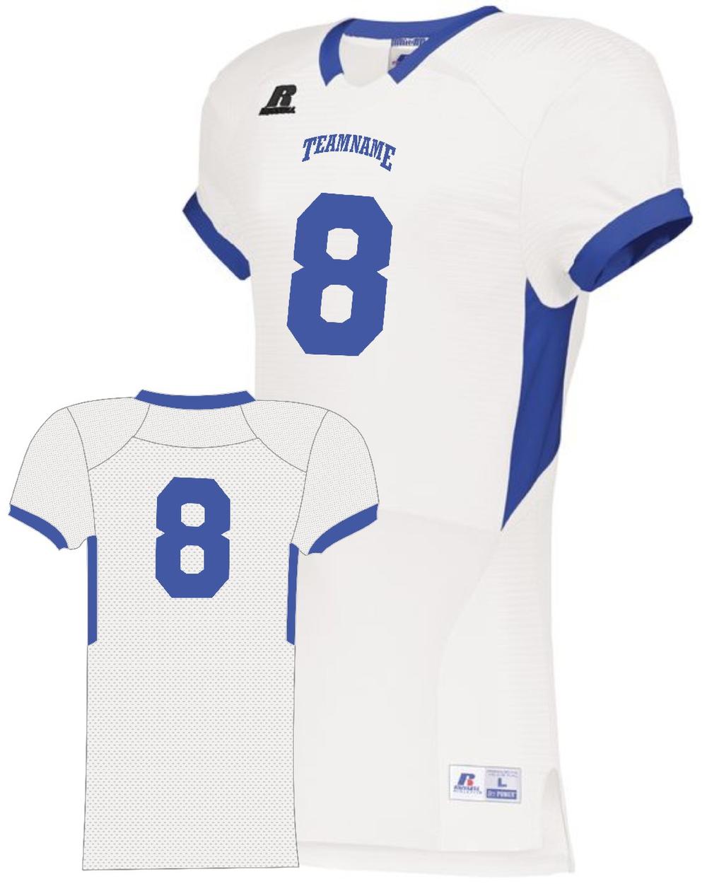 Russell Men's ColorBlock Super Custom Football Jersey, color: White/Royal