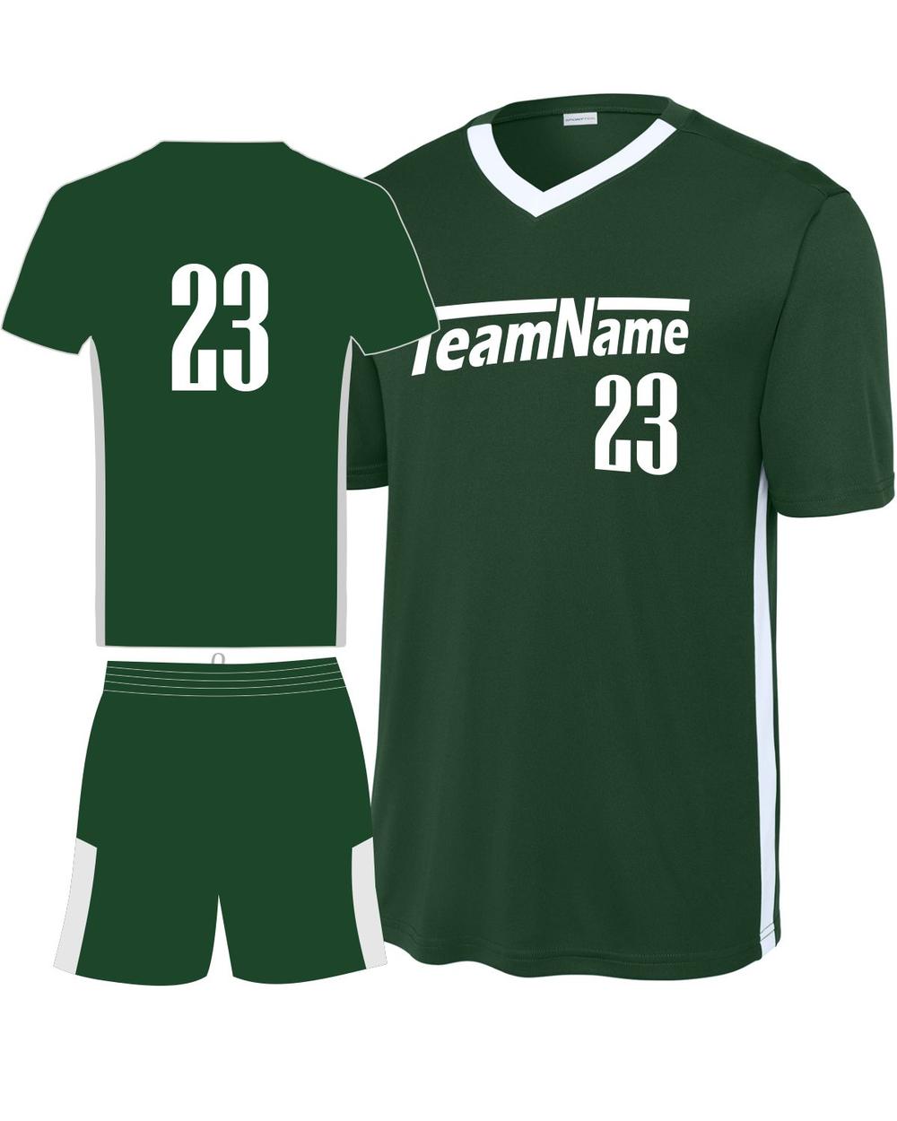 Sport-TEK Men's Competitor United V-Neck Custom Cross-Training Uniform, color: Forest Green/White