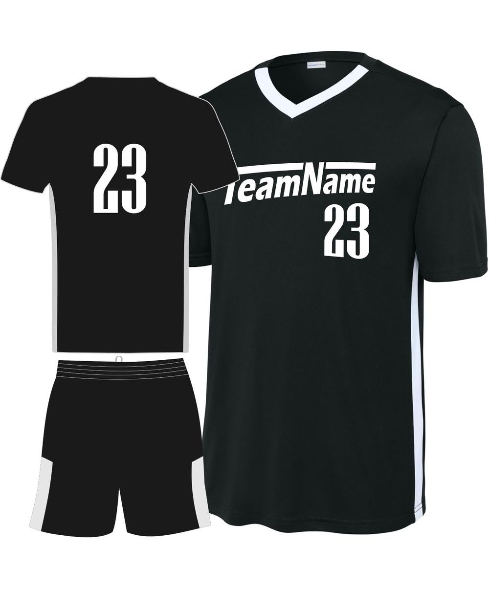 Sport-TEK Competitor United V-Neck Custom Cross-Training Uniform, color: Black/White