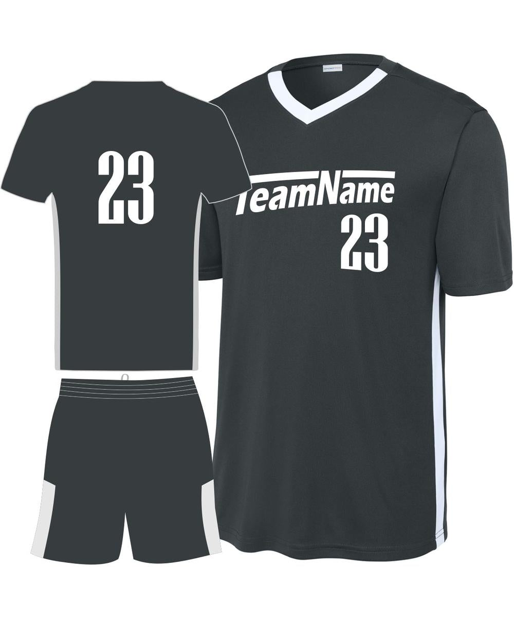 Sport-TEK Men's Competitor United V-Neck Custom Cross-Training Uniform, color: Iron Grey/White