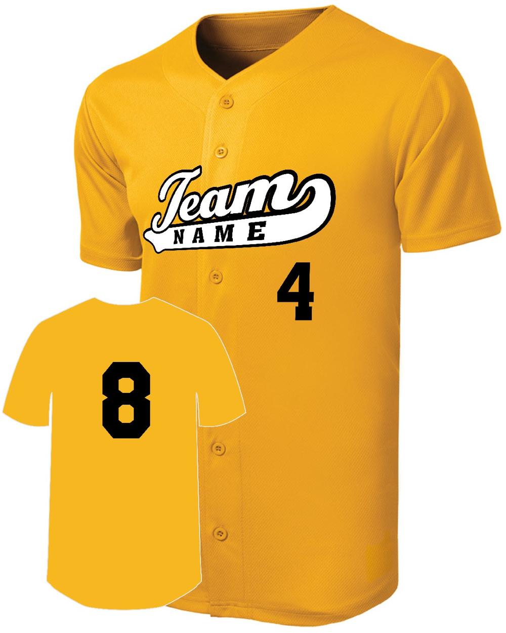 Sport-TEK Men's Posicharge Mesh Full-Button Custom Baseball Jersey, color: Gold