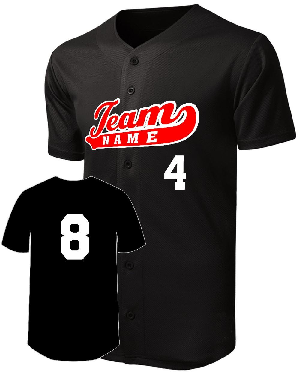 Sport-TEK Men's Posicharge Mesh Full-Button Custom Baseball Jersey, color: Black