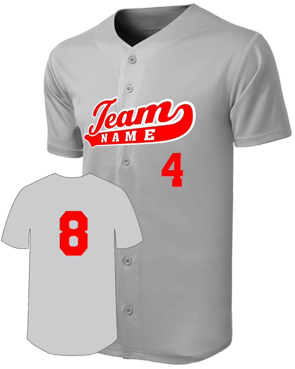 Sport-TEK Men's Posicharge Mesh Full-Button Custom Baseball Jersey, color: Silver