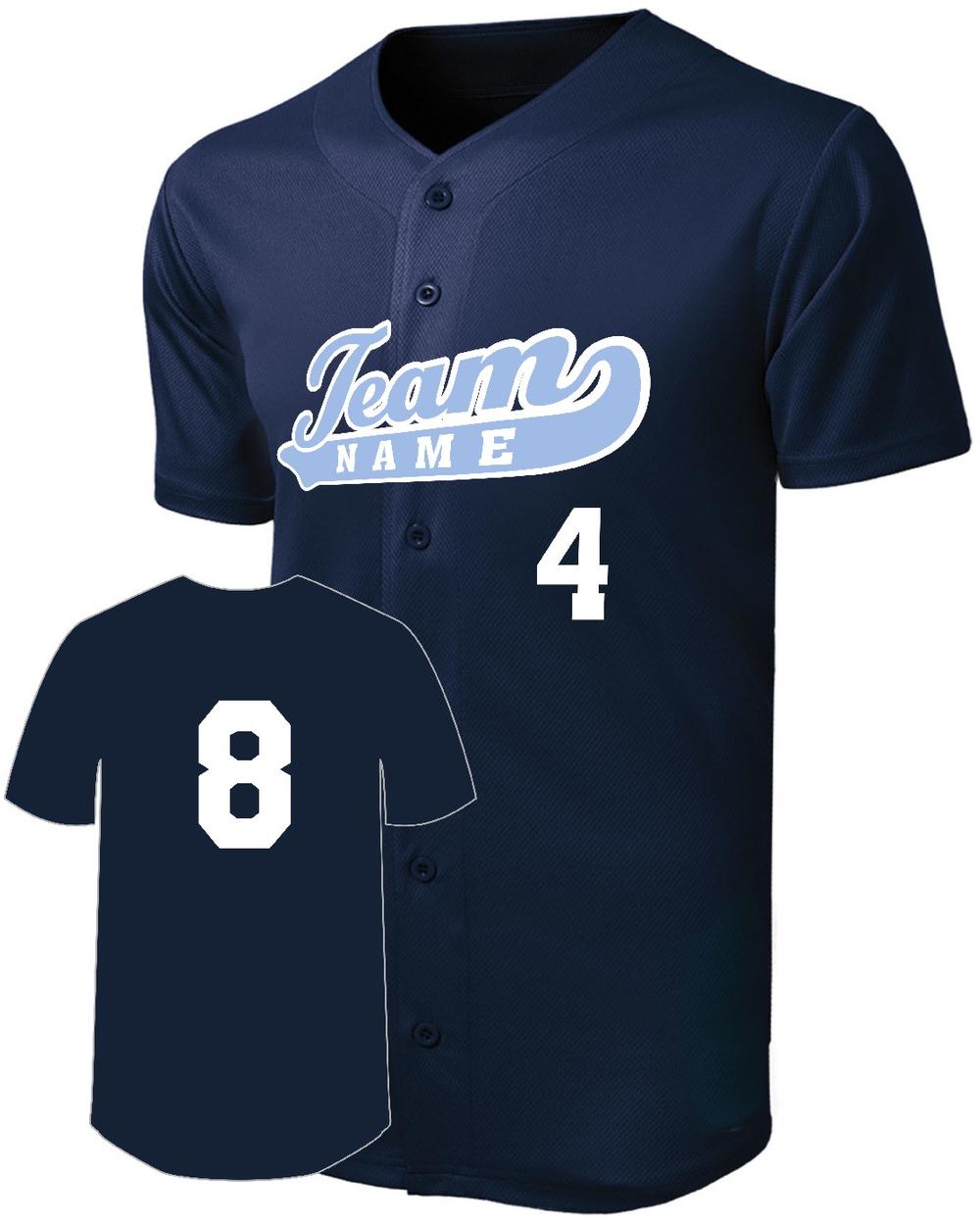 Sport-TEK Men's Posicharge Mesh Full-Button Custom Baseball Jersey, color: True Navy