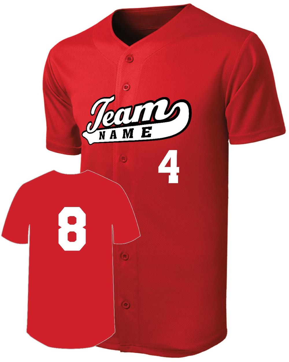 Sport-TEK Men's Posicharge Mesh Full-Button Custom Baseball Jersey, color: True Red