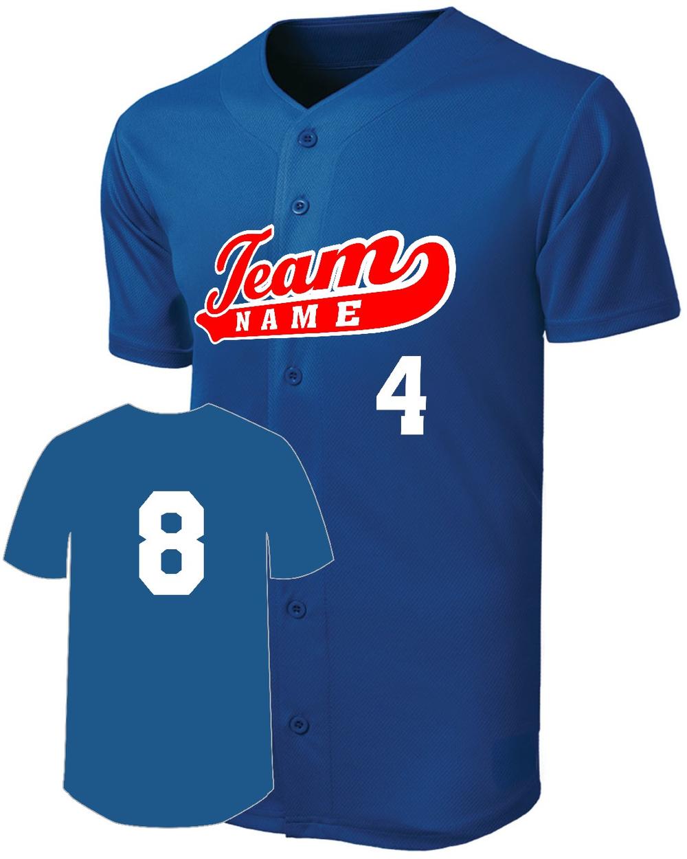 Sport-TEK Men's Posicharge Mesh Full-Button Custom Baseball Jersey, color: True Royal