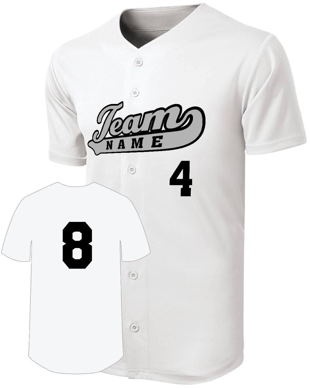 Sport-TEK Men's Posicharge Mesh Full-Button Custom Baseball Jersey, color: White