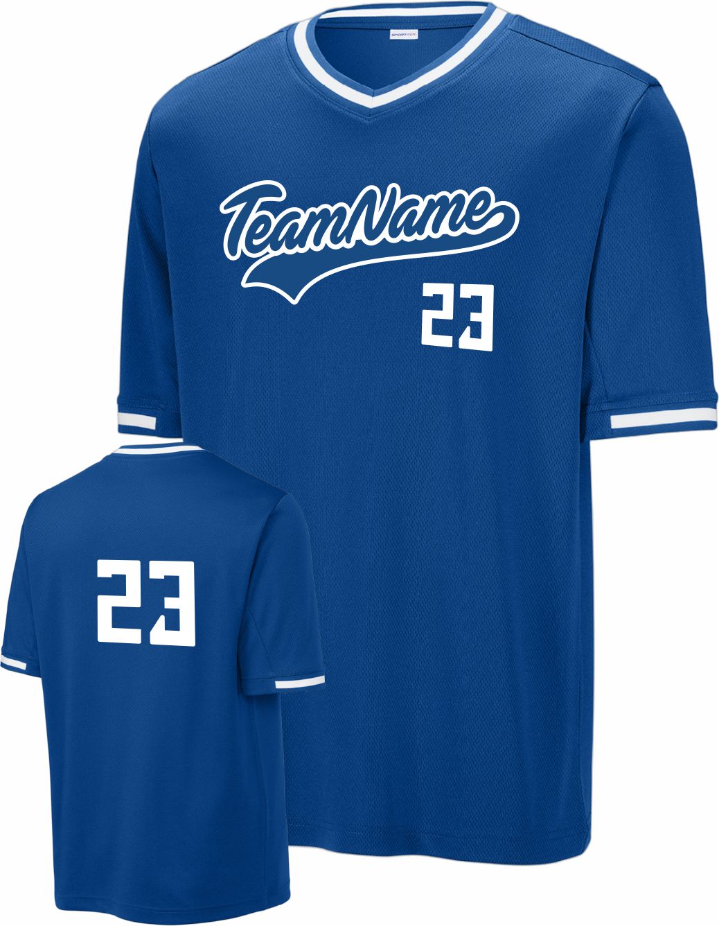 Sport-TEK Tough Mesh V-Neck Custom Baseball Jersey, color: True Royal