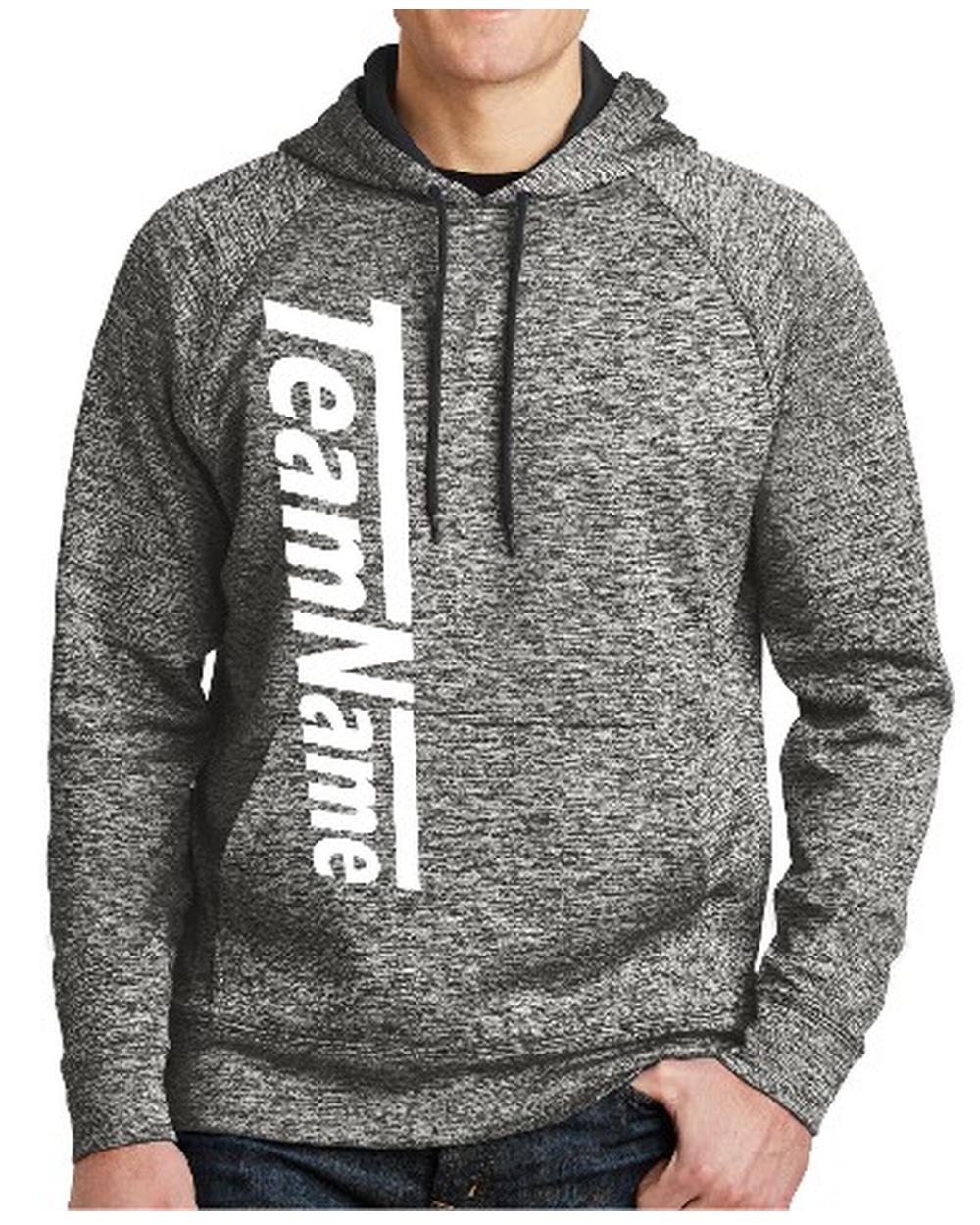 Sport-TEK Men's Electric Heather Fleece Hooded Custom Sweatshirt, color: Black Electric