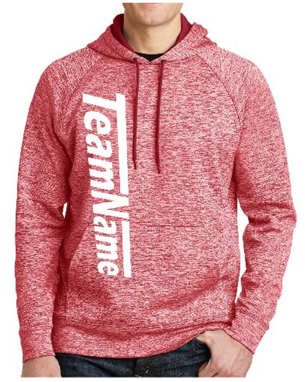 Sport-TEK Men's Electric Heather Fleece Hooded Custom Sweatshirt, color: Deep Red Electric