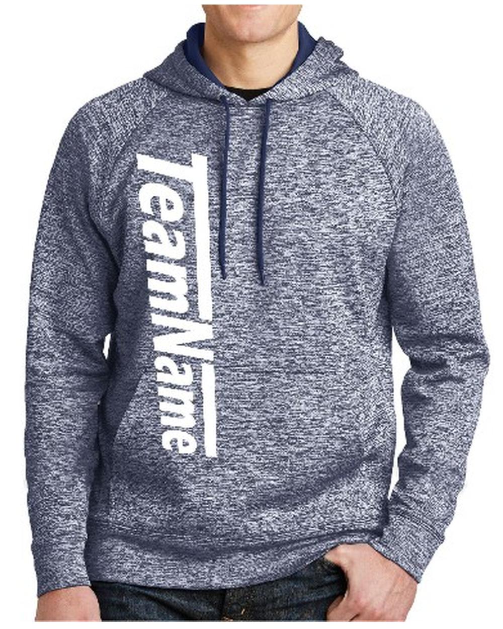 Sport-TEK Men's Electric Heather Fleece Hooded Custom Sweatshirt, color: True Navy Electric