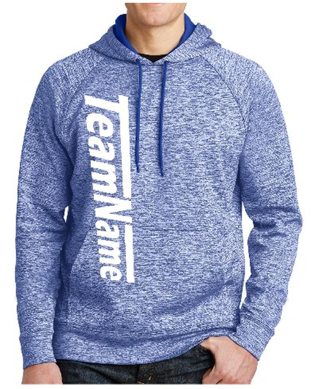 Sport-TEK Men's Electric Heather Fleece Hooded Custom Sweatshirt, color: True Royal Electric