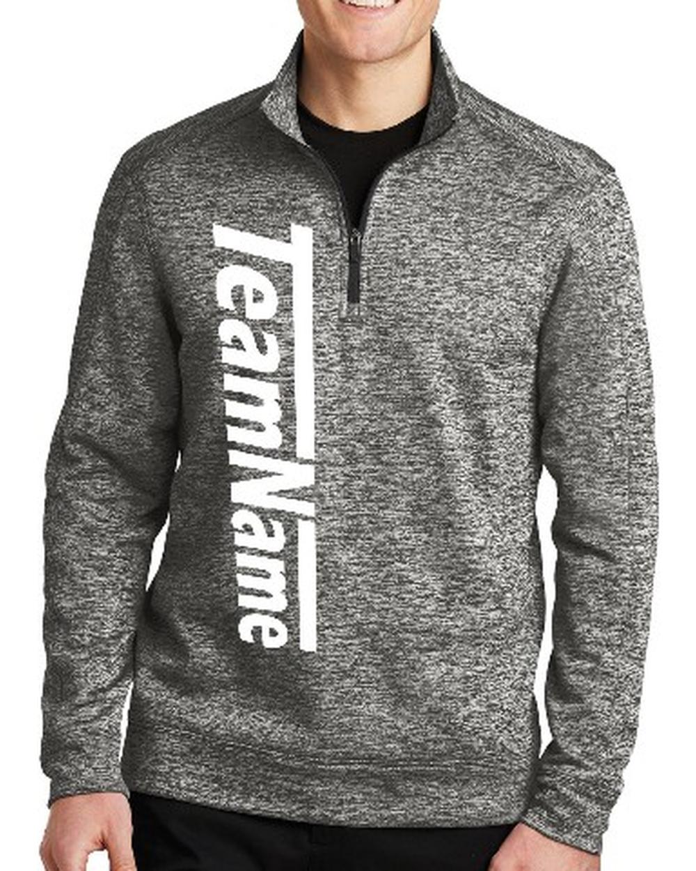 Sport-TEK Men's Electric Heather Fleece 1/4-Zip Custom Sweatshirt, color: Black Electric