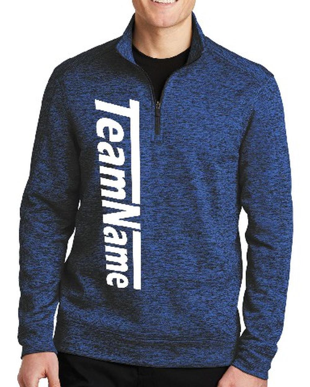 Sport-TEK Men's Electric Heather Fleece 1/4-Zip Custom Sweatshirt, color: Dark Royal-Black Electric