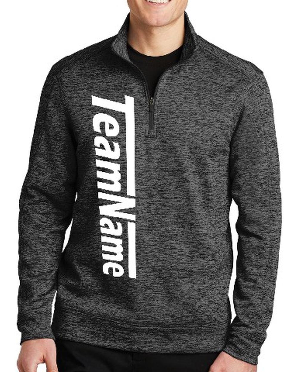Sport-TEK Men's Electric Heather Fleece 1/4-Zip Custom Sweatshirt, color: Grey-Black Electric