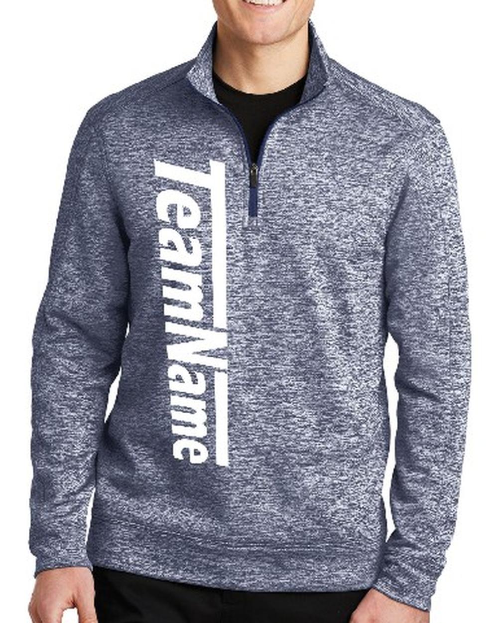 Sport-TEK Men's Electric Heather Fleece 1/4-Zip Custom Sweatshirt, color: True Navy Electric