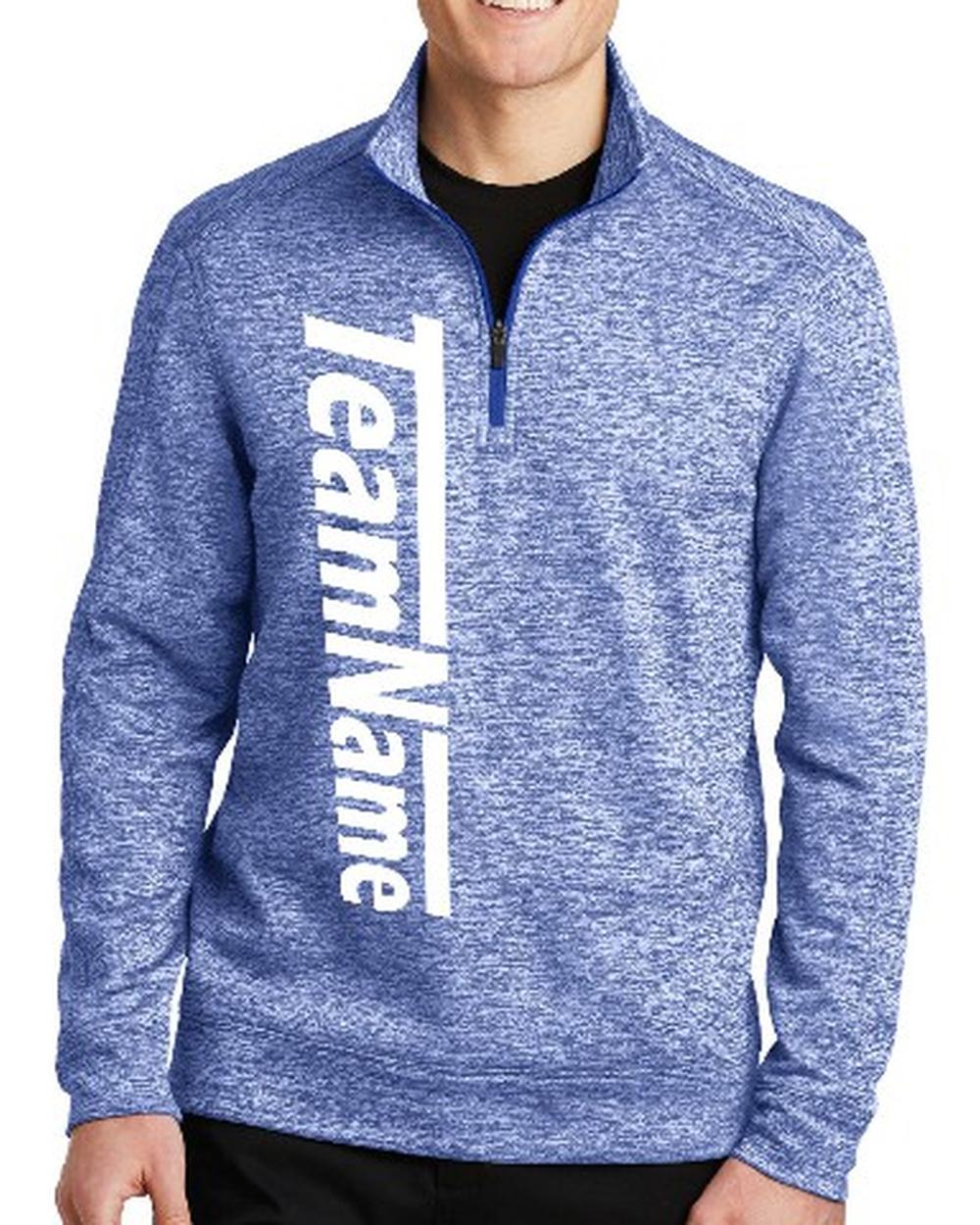 Sport-TEK Men's Electric Heather Fleece 1/4-Zip Custom Sweatshirt, color: True Royal Electric