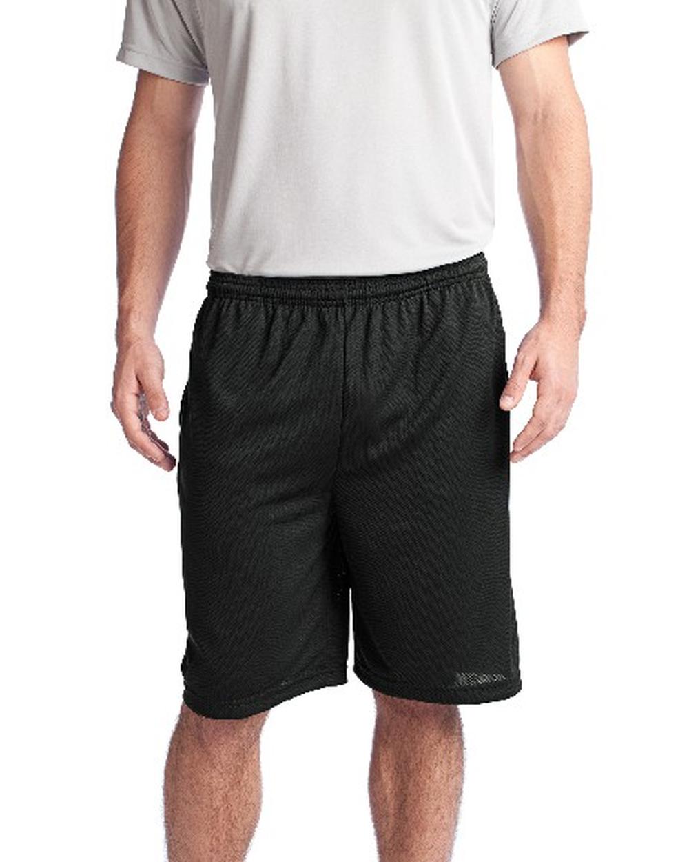 Sport-TEK 9" PosiCharge Touch Mesh Pocket Short, color: Black