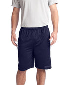 Sport-TEK 9" PosiCharge Touch Mesh Pocket Short, color: True Navy
