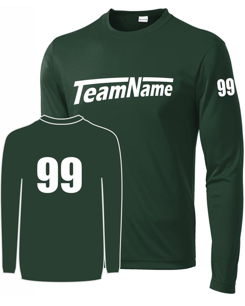 Sport-TEK Men's Custom L/S Performance T-Shirt, color: Forest Green