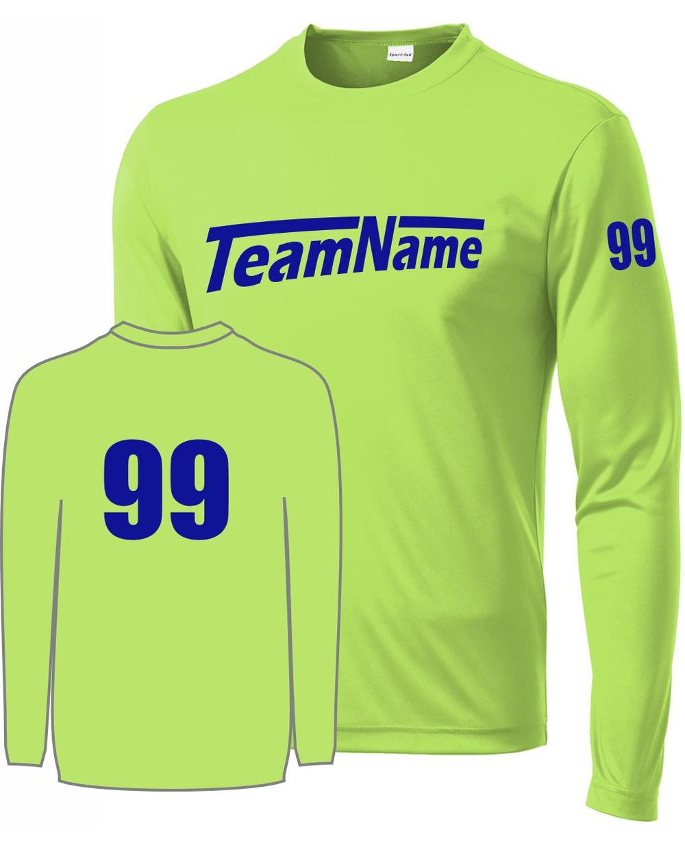 Sport-TEK Base Custom L/S Performance Jersey, color: Lime Shock