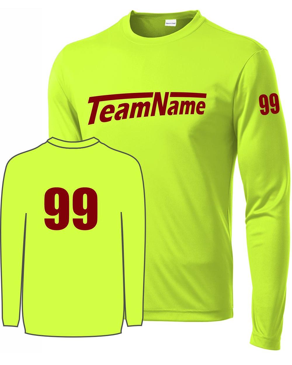 Sport-TEK Base Custom L/S Performance Jersey, color: Neon Yellow