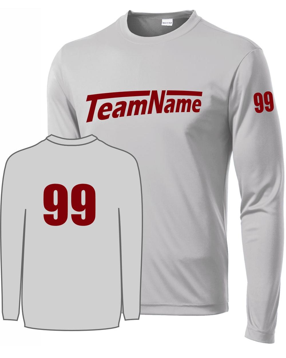 Sport-TEK Base Custom L/S Performance Jersey, color: Silver