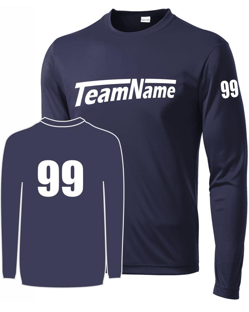 Sport-TEK Base Custom L/S Performance Jersey, color: True Navy