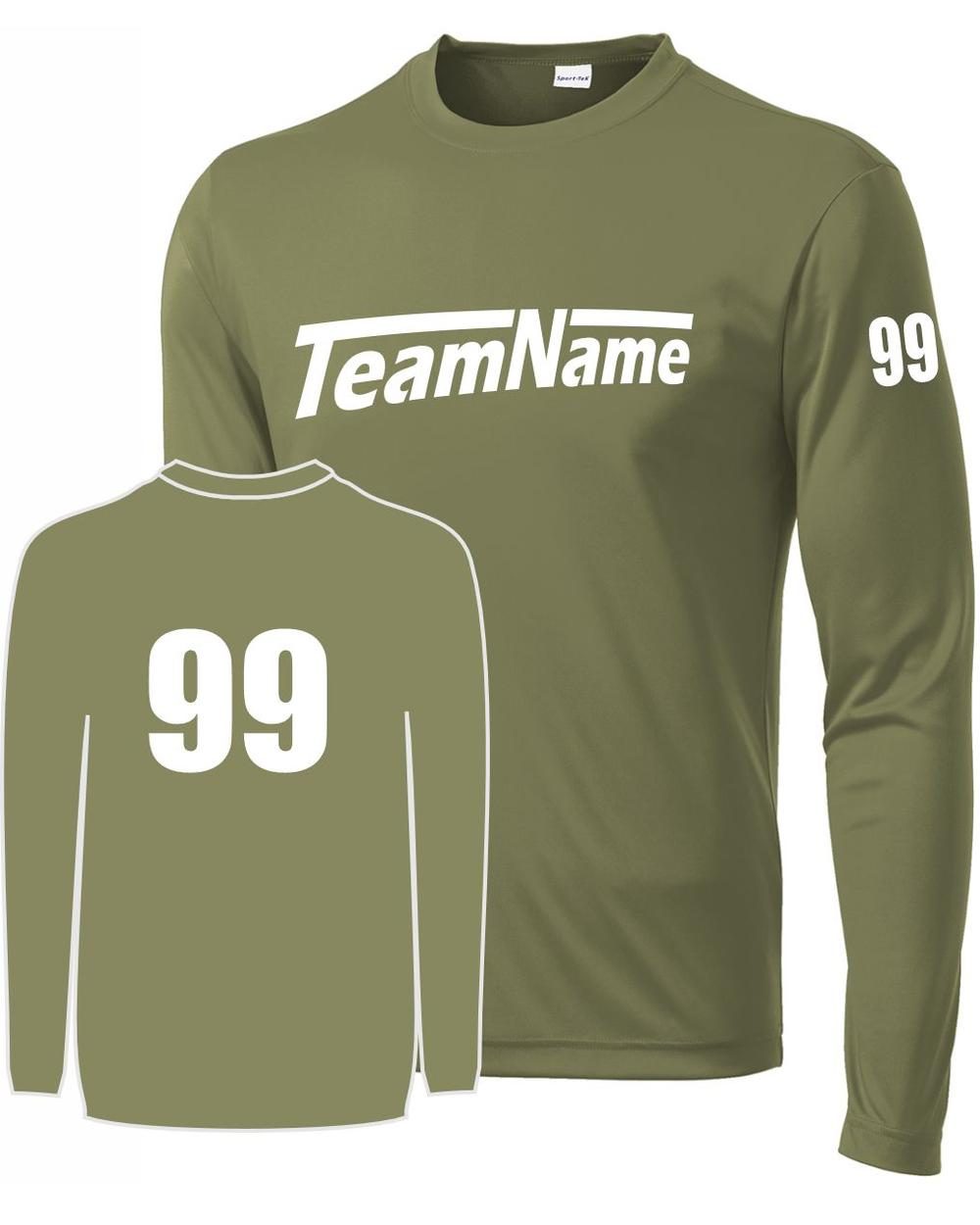 Sport-TEK Men's Custom L/S Performance T-Shirt, color: Olive Drab Green
