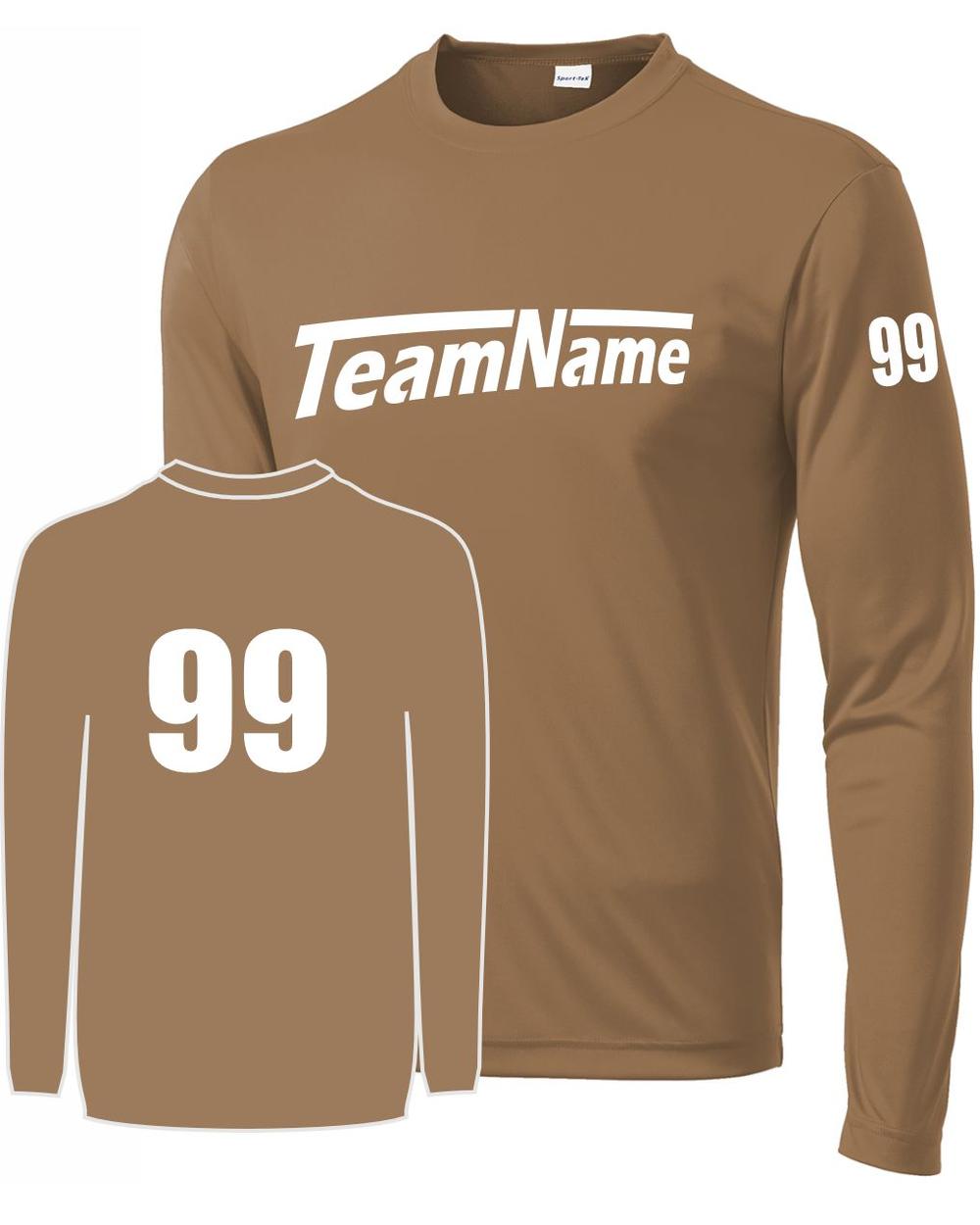 Sport-TEK Base Custom L/S Performance Jersey, color: Woodland Brown