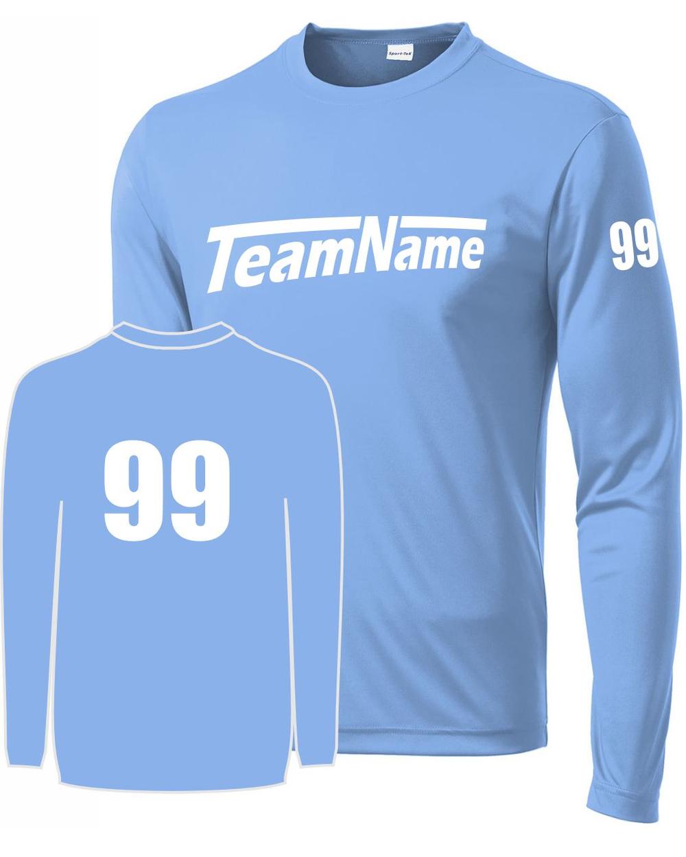 Sport-TEK Base Custom L/S Performance Jersey, color: Carolina Blue