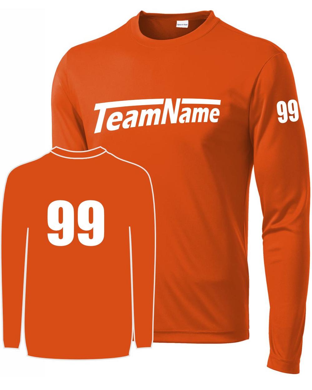 Sport-TEK Base Custom L/S Performance Jersey, color: Deep Orange