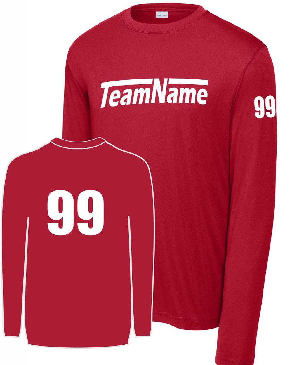 Sport-TEK Men's Custom L/S Performance T-Shirt, color: Deep Red