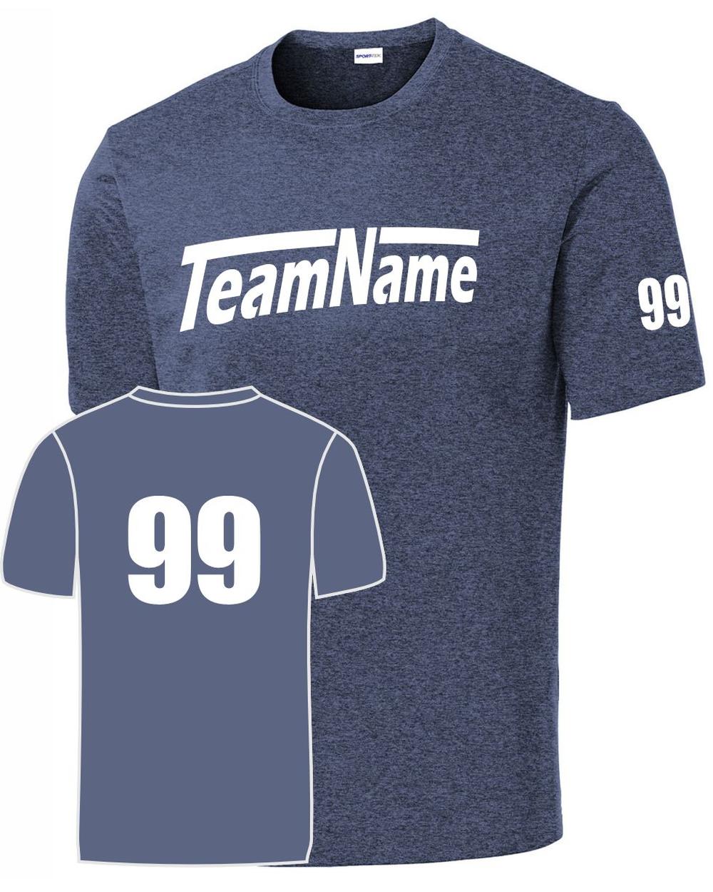 Sport-TEK Base Custom Performance Jersey, color: True Navy Heather