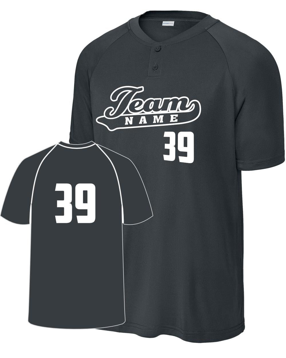 Sport-TEK Competitor 2-Button Custom Baseball Jersey, color: Iron Grey