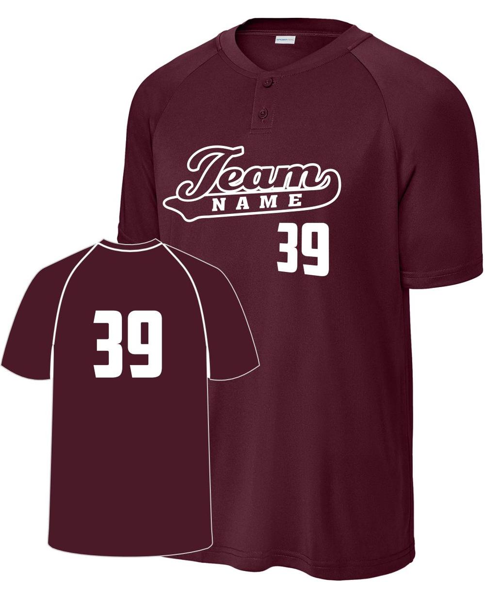 Sport-TEK Competitor 2-Button Custom Baseball Jersey, color: Maroon