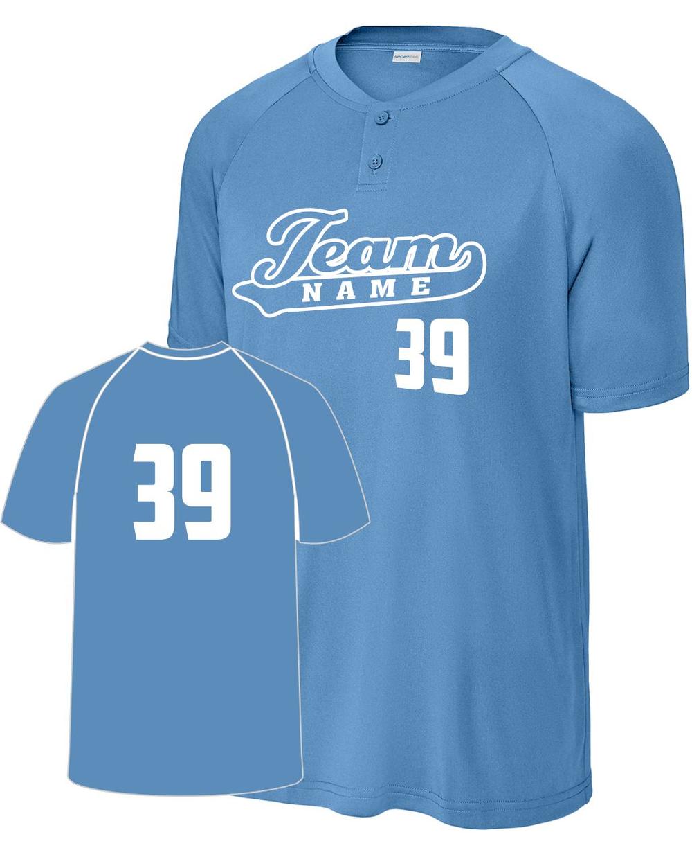 Sport-TEK Men's Competitor 2-Button Custom Baseball Jersey, color: Carolina Blue