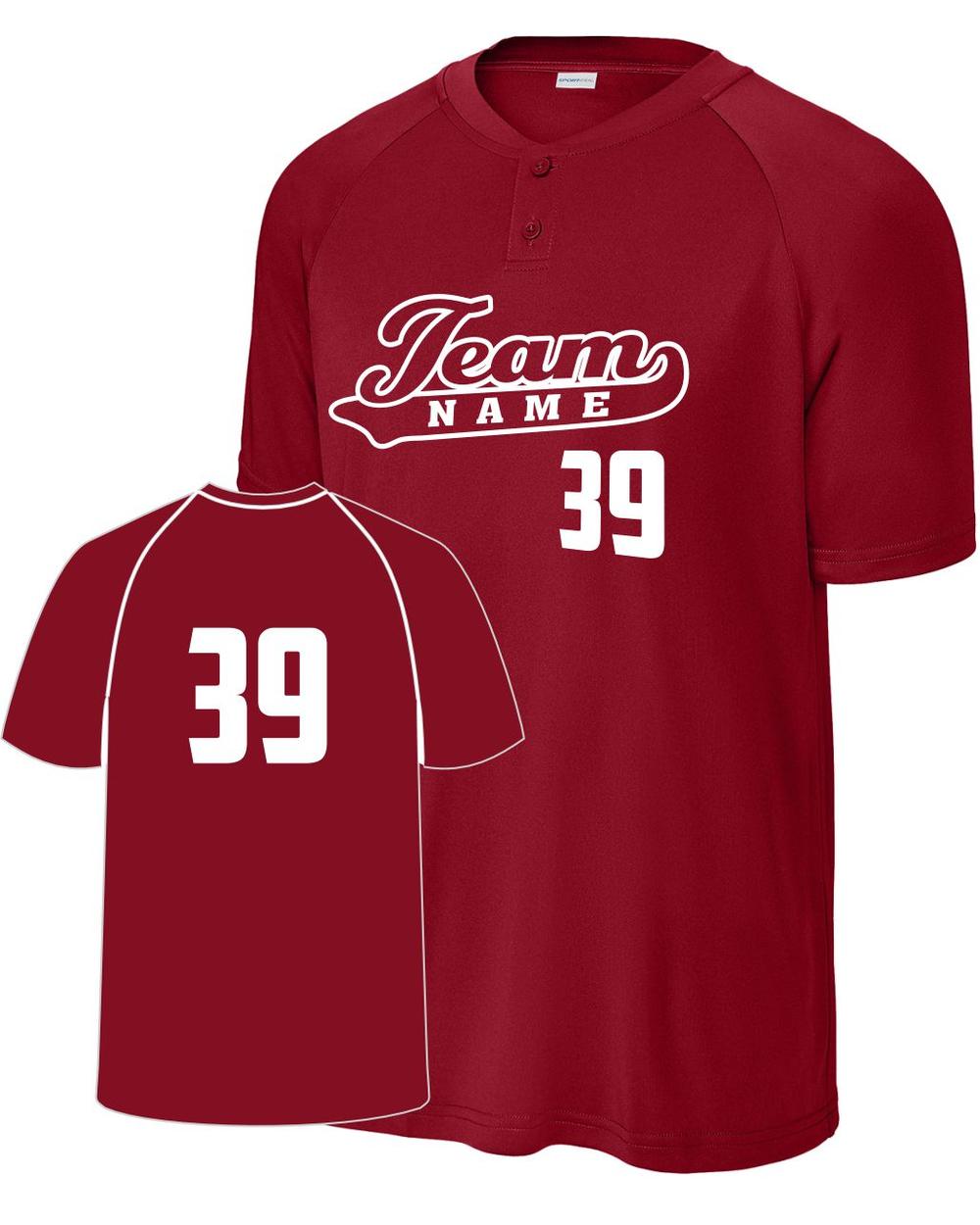 Sport-TEK Competitor 2-Button Custom Baseball Jersey, color: Deep Red