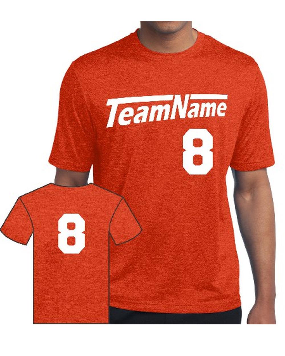 Sport-TEK Men's Heather Contender Custom Sports T-Shirt, color: Deep Orange Heather