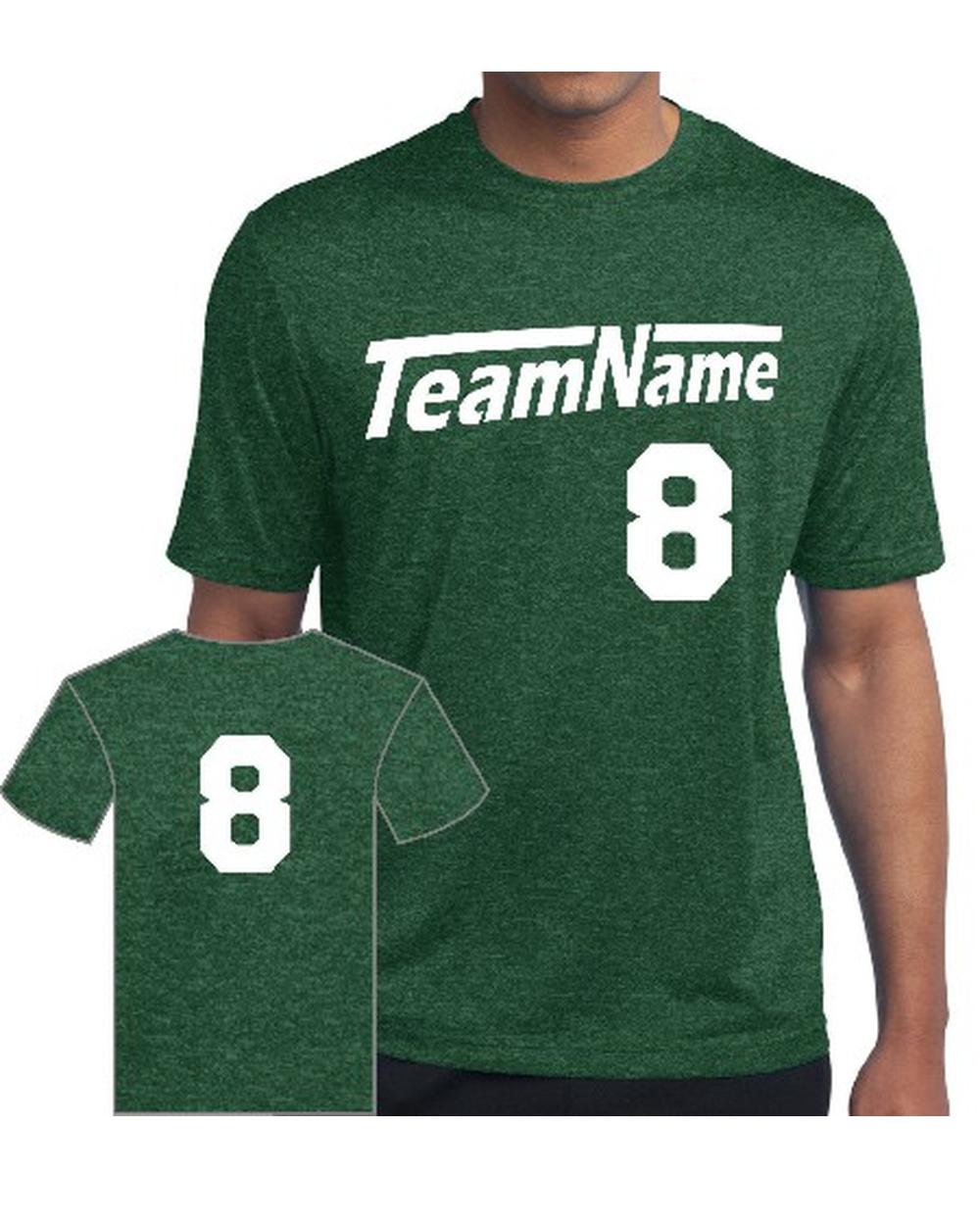 Sport-TEK Men's Heather Contender Custom Sports T-Shirt, color: Forest Green Heather