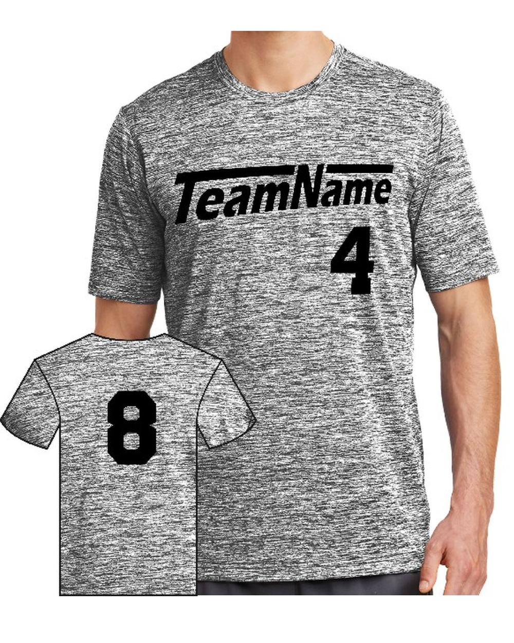 Sport-TEK Men's Electric Heather Custom T-Shirt, color: Black Electric