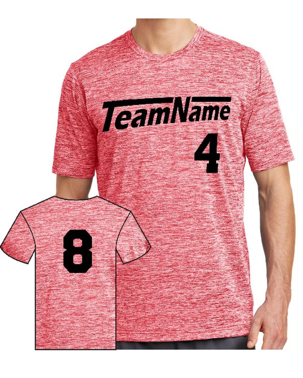 Sport-TEK Men's Electric Heather Custom T-Shirt, color: Deep Red Electric