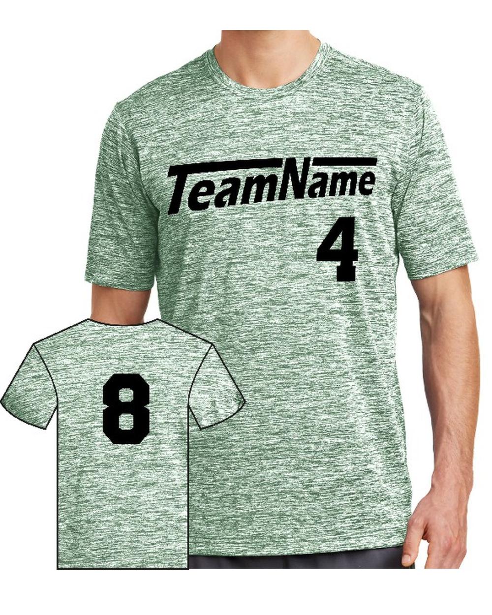 Sport-TEK Men's Electric Heather Custom T-Shirt, color: Forest Green Electric