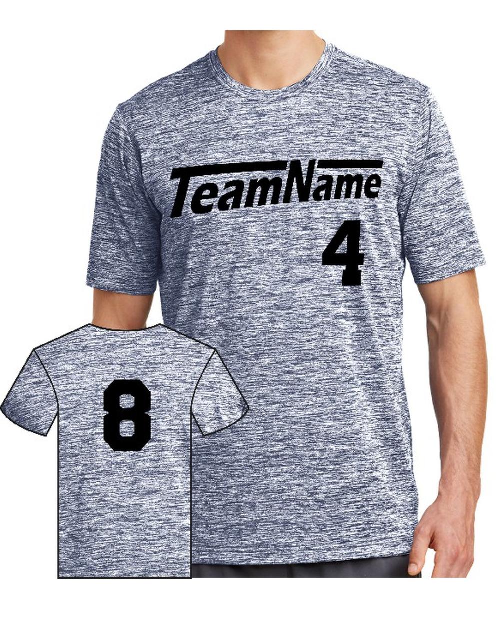 Sport-TEK Men's Electric Heather Custom T-Shirt, color: True Navy Electric