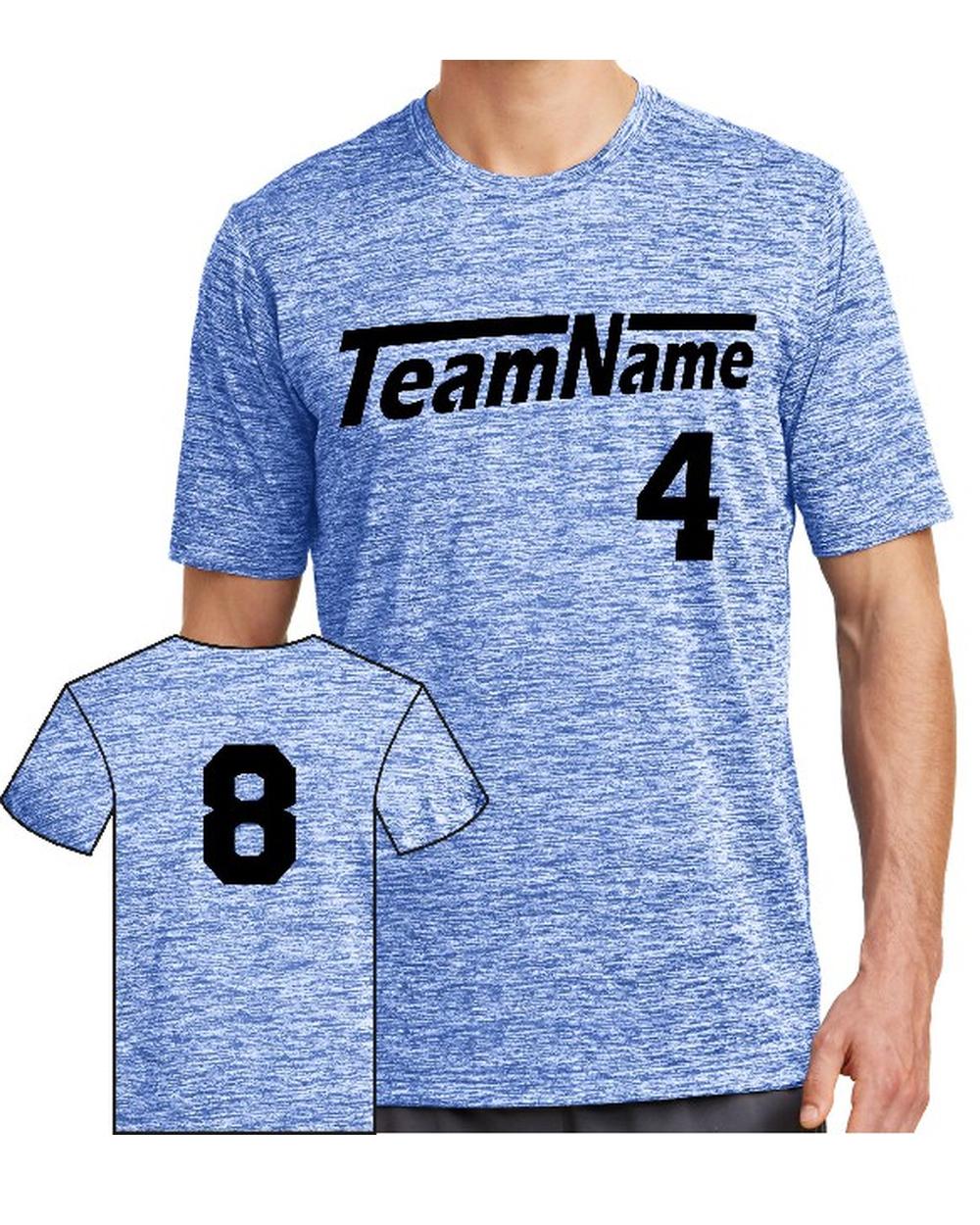 Sport-TEK Men's Electric Heather Custom T-Shirt, color: True Royal Electric