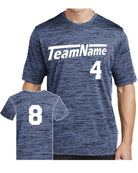Sport-TEK Electric Heather Custom T-Shirt, color: Carolina Blue-True Navy Electric